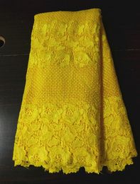 5Yards/pc Hot sale yellow flower design african water soluble lace embroidery french cord lace fabric for dress BW22-1