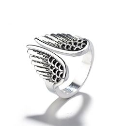 European Style Retro Thai Silver Angel Wings Open Ring Cool High Quality Creative Finger Ring For Women Men Punk Jewelry