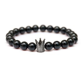 Matte black agate crown bracelet men and women fashion popular simple Jewellery