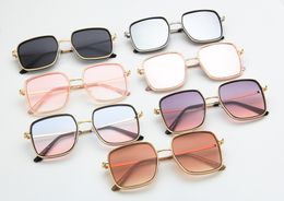 Wholesale-luxury design square sunglasses reflective Colour sunglasses thin face retro tide classic Europe and America Fashion style