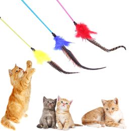 1pc Pet Cat Toy Colorful Feather Rod Wand Stick Cat Catcher Teaser Toys For Cat Kitten Interactive Playing Cats Pet Products
