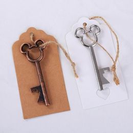 50pcs/Lot New Design Key Chain Creative Keychain Keyring Wedding Favors Party Back Gifts Antique Copper Mouse Key Beer Bottle Opener