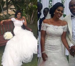 2019 Vintage Romantic South African Nigerian Mermaid Wedding Dress Cheap Lace Church Garden Western Formal Bridal Gown Plus Size Custom Mad