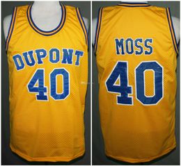 #40 Randy Moss Yellow Blue Dupont High School Retro Basketball Jersey Mens Ed Custom Number Name Jerseys