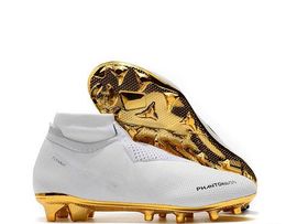 Nuevos zapatos de fútbol al por mayor de oro blanco Ronaldo CR7 Zapatos de fútbol originales Botas de fútbol Phantom VSN Elite DF FG
