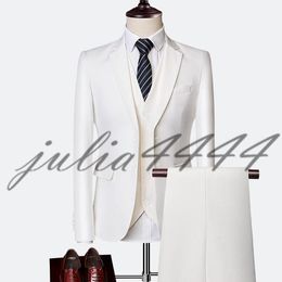 2019 White Wedding Tuxedos Slim Fit Suits For Men Groomsmen Suit Three Pieces Cheap Prom Formal Suits (Jacket +Pants+Vest)