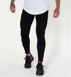 Fashion-Slim Fit Men Jeans Solid Colour Black White Denim Blue Skinny Tight Pencil Pants Fashion Men Trousers