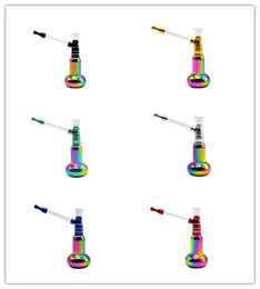 Metal Aluminium Mini Rainbow Shisha Portable Glass Philtre Water Pipe Bongs Cleaning Small Hookah with Glass Bowl Oil Rig Smoking Tool