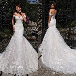 Off Elegant Gorgeous Shoulder Mermaid Wedding Dresses 2020 Full Lace Appliqued Sweetheart Corset Back Bridal Gowns Beach Vestios De Novia