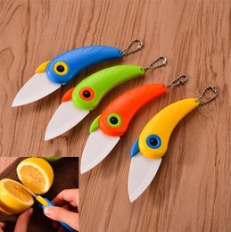 Folding Fruit Knife Portable Ceramic Bird Outdoor Creative Parrot Kitchen Vegetable Knives Multi-function Children Student Foldable Knifes