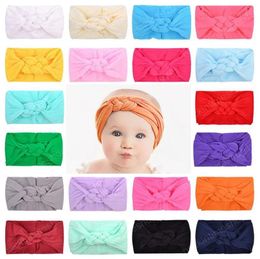 Baby Headband Bow Newborn Turban Nylon Elastic Girls Headwrap Solid Wide Headbands Fashion Headwear Hair Accessories 20 Colors