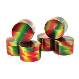 Newest Pretty Rainbow Zinc Alloy 52MM Dry Herb Tobacco Grind Spice Miller Grinder Crusher Grinding Chopped For Cigarette Smoking Tool DHL