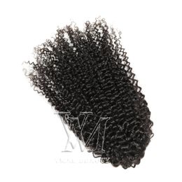 Vmae Hot Selling Natural Black 100g 120g 3A 3B 3C Soft Horsetail Curly Human Remy Hair Drawstring Ponytails