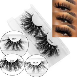 1Pair 25MM Dramatic Long Lashes 3D Mink Hair False Eyelashes Thick Criss-cross Wispies Fluffies Eye Lash Extension Makeup Tools