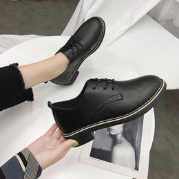 Hot Sale-Pretty2019 England Autumn The Round Head Low With Chalaza Small Leather Shoes School Wind Comfortable Women's Singles Shoe