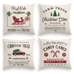 Christmas Throw Pillow Case Cover Cover 18 x 18 Inch Winter Holiday Linen Cushion Case For Sofa Xmas Home Decor 4 Styles XD22783