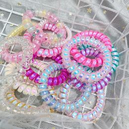 11 Styles Laser Telephone Wire Cord Gum Hair Tie Girls Elastic Hair Band Ring Rope Transparent laser Bracelet Stretchy Hair Ropes