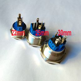 Freeshipping 30 pieces 30MM Blue Large Ring Momentary or Latching 1NO1NC Stainless Steel Push Button Metal Switch 6V/ 12V/ 24V/ 110V/ 230V