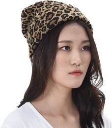 Women Winter Hats 2018 Fashion Leopard Print Knitted Beanies Wool Hemming Hat Autumn Keep Warm Female Cap