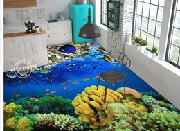 Underwater world 3D bathroom floor tile decorative painting 3d floor painting wallpaper