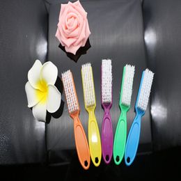 Nail Art Plastic Cleaning Brush Finger Nail Care Dust Clean Handle Scrubbing Brush Tool File Manicure Pedicure SSA284