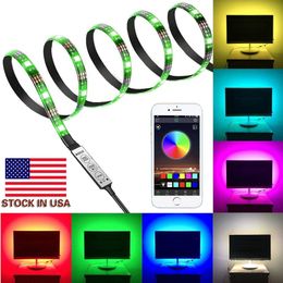 Stok yılında ABD 5050 DC 5V USB RGB LED Şerit 90LED Işık TV Arka Plan İçin Uzaktan 3M 9.8ft Esnek Su geçirmez Şerit Şeritler