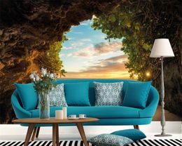Beibehang custom Any size home decoration wallpaper picture modern luxury living room seaside cave photo 3d wallpaper murals