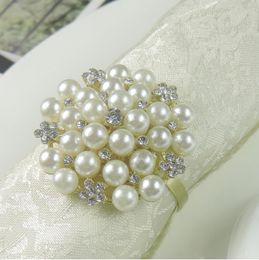 Napkin Rings high grade western restaurant hotel tableware silver plated with diamond pearl buckle ring