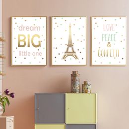 Inspirational Quotes Posters And Prints Tower Canvas Painting Nursery Nordic Canvas Art Print Wall Pictures Baby Girl Room Decor