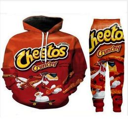 New Men/Womens hot Cheetos Funny 3D Print Fashion Tracksuits Crewneck Hip Hop Sweatshirt and Pants 2 Pcs Set Hoodies TZ05