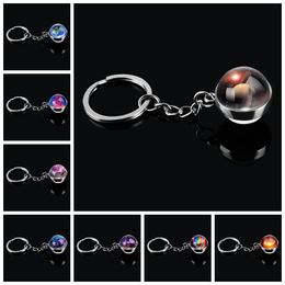 Double Side Glass Ball Keychain Handmade Universe Galaxy Nebula Keychain Planet Pendant Key Chain Key Space Jewellery