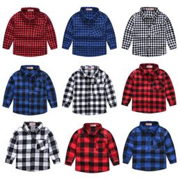 Baby Boy Girl Classic Grid shirt Boys Girls Long Sleeve Plaids Shirt Cotton Tops Blouse Casual Clothes Preppy Kids Clothing 2-9T CQZ174B