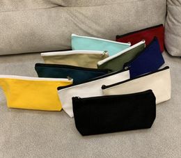 100pcs Cosmetic Bag Tridimensional Mix color canvas blank plain zipper with lining stationery cases Coin Purses organizer bag