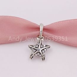 Andy Jewel Authentic 925 Sterling Silver Beads Tropical Starfish Clear Cz Charms Fits European Pandora Style Jewelry Bracelets & Necklace 390403CZ