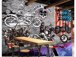 Пользовательские 3d фото Фрески обои Урожай европейский и американский стиль мотоциклов питание бар КТВ фоне стены Papel де Parede
