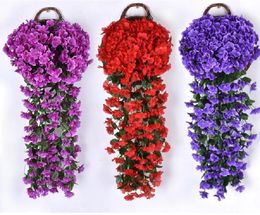 Artificial Flower 3D real touch orchid Wisteria 90cm Violet vine wall hanging Rattan 90cm Violet vine hanging Silk Vine Flowers