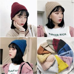 New Autumn Winter Europe Women Knitted Hat Skull Caps Beanies Sweet Big Girls Lady Warm Knit Hats M251