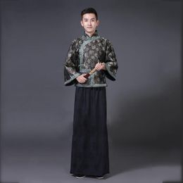 Chinese Men Cheongsam Tang suit sets Oriental male vestido traditional ethnic clothing cosplay fancy dress ancient the qing dynasty garment