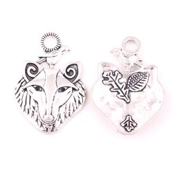 Antique Silver Wolf with Raven Pendant Mythology Viking Totem Animal Amulet Wicca Jewelry Accessories