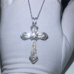 Ciondolo Vecalon Big Cross Argento 925 5A zircone Ciondoli di fidanzamento di nozze con collana per gioielli da donna
