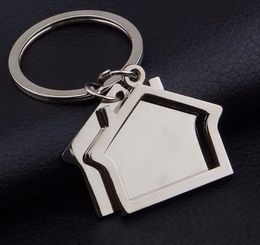 2016 New Spin House Shaped Keychains Metal Real Estate Keyrings Custom LOGO for Gifts