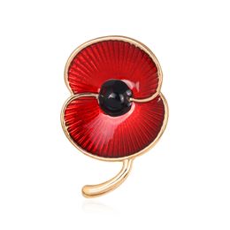 Red Enamel Poppy Flower Brooch Festive Party Supplies For UK Remembrance Day Fashion Pins Brooches