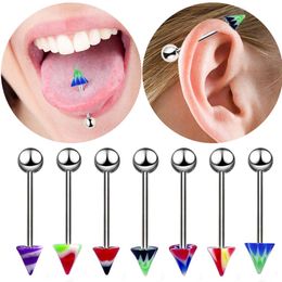 10pcs/Lots Acrylic Tongue Nail Stainless Steel Ear Bone Nail Ball Lip Eyebrow Nose Ring Puncture Accessory Body Piercing Jewelry Unisex