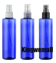 free shipping 300pcs/lot Capacity 250ml Water Empty Blue Spray bottle PET Bottles flat shoulder