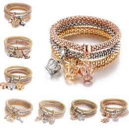 3pcs/set Elastic Crystal Bracelets Butterfly Tree of Life Stretch Bangle Cuff Sets Jewellery Drop Ship Multilayer Bracelets for Women