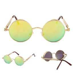 Wholesale-UV400 Gothic Steampunk Mens Sunglasses Sunglasses Round Circle Sun glasses Retro Vintage Gafas Masculino Sol