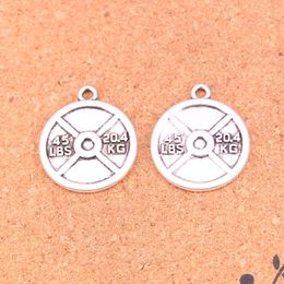 31pcs Charms barbell disc weight 45lbs 20.4kg Antique Silver Plated Pendants Making DIY Handmade Tibetan Silver Jewellery 24*28mm