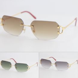 Wholesale Metal Rimless Men Women Large Square Sunglasses Wire Frame Unisex Eyewear Male and Female Fashion Accessories Hot