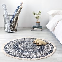 Maroc Round Rugs Boho Style Tassel Tissu De Coton Tapis Tapis De Porte Couverture