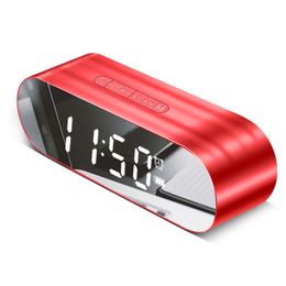 LED USB Charging Mirror Digital Alarm Clock with Bluetooth FM Radio